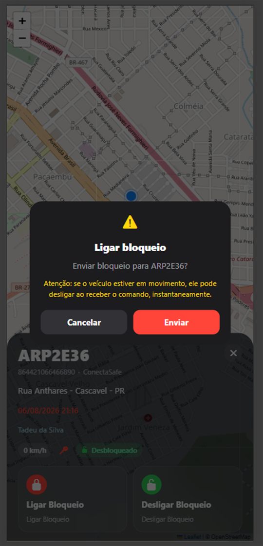App Conecta Pro — bloqueio remoto do veículo
